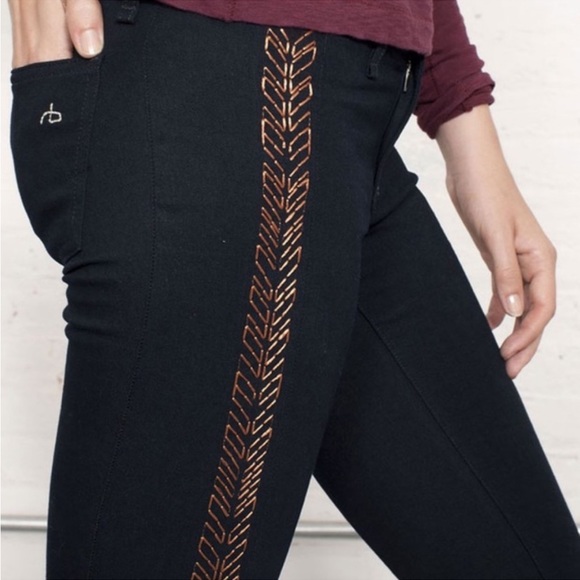Rag and Bone Bengal Midnight Dark Wash Embroidered Skinny Jeans - Picture 1 of 7